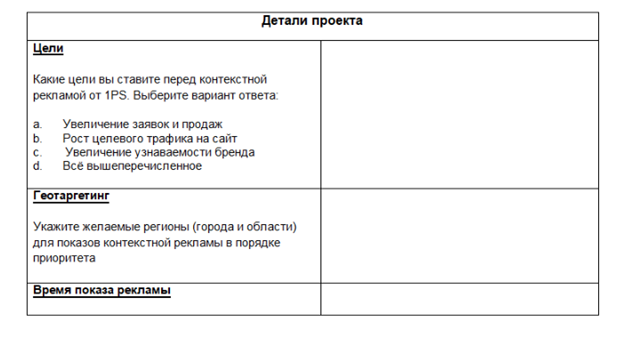 бриф клиента перед запуском рекламы